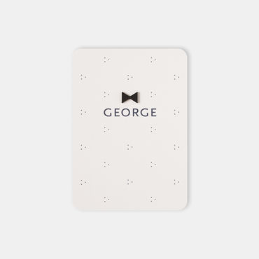 Geboortekaartje zwarte strik_deftig blauw_144x100_afgerond_voorkant