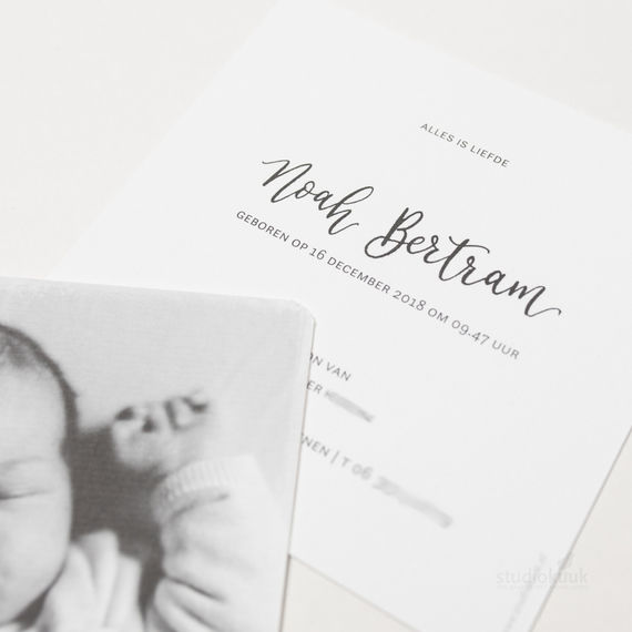 Speciaal geboortekaartje Noah met foto
