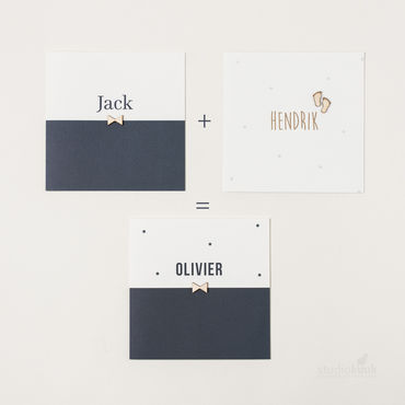 Stoere geboortekaartjes voor jongen met houten figuurtje