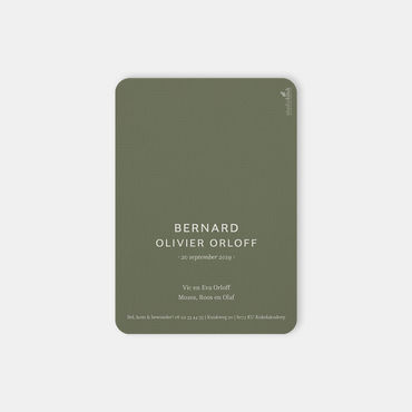 Geboortekaartje Bernard | houten letter | mosgroen