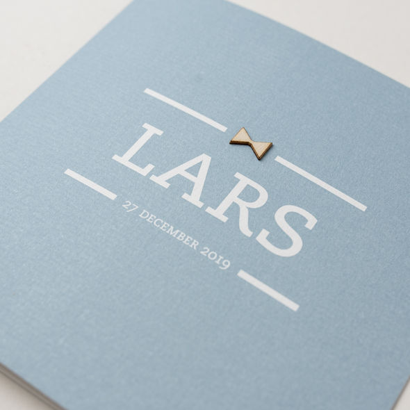 Geboortekaartje Lars | houten hartje | oudblauw