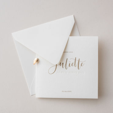 Geboortekaartje meisje | naam blinddruk | bling goud