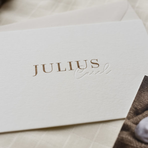 Geboortekaartje Julius Carel | jongen | minimalistisch | bling brons