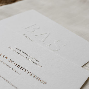 Geboortekaartje Bas | bronsfolie