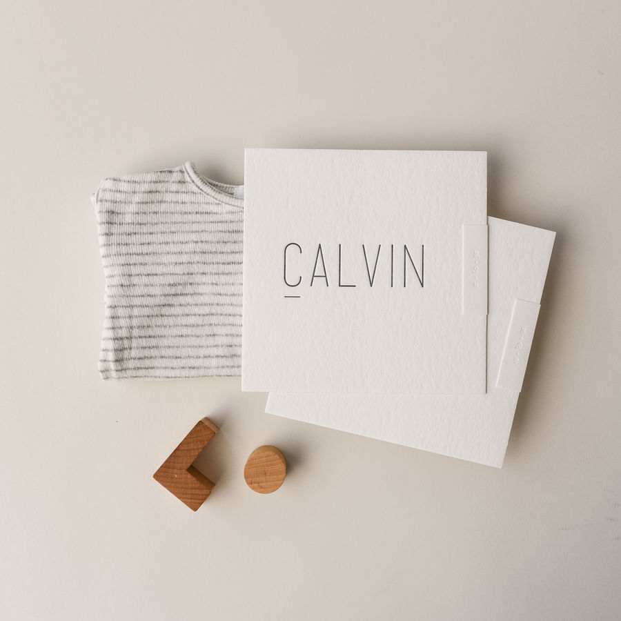 Geboortekaartje Calvin | deftig blauw | letterpers