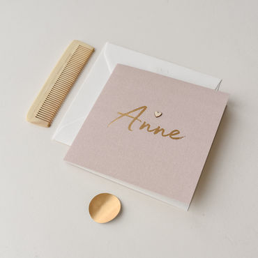 Geboortekaartje Anne | oudroze | houten hartje | rose goud