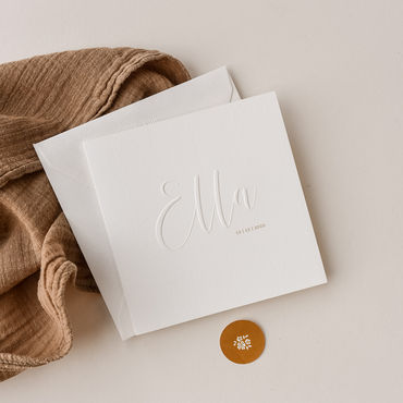 Geboortekaartje Ella blinddruk | honing