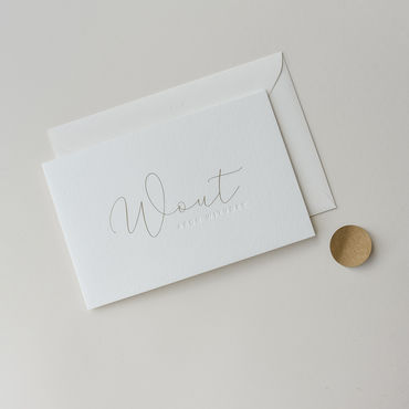Geboortekaartje Wout | bronsfolie | letterpers | wolkjespapier