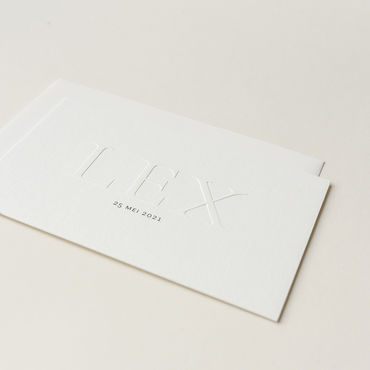 Geboortekaartje Lex | blindpreeg | deftig blauw