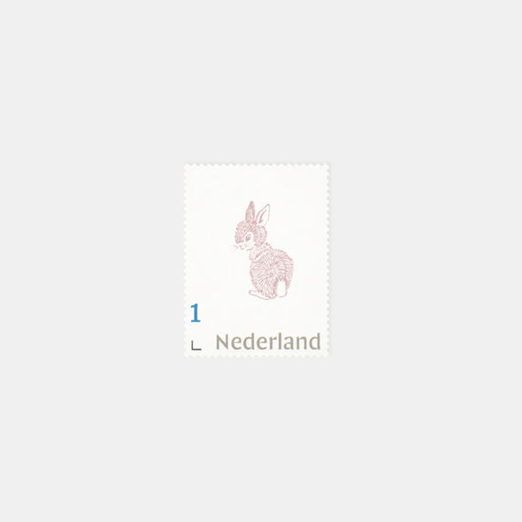 Ontwerp persoonlijke postzegel | konijntje | oudroze